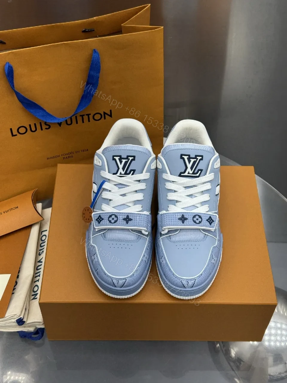 View 9 of Light-Blue Luxe High-Tops: Designer-Inspired Comfort Sneakers