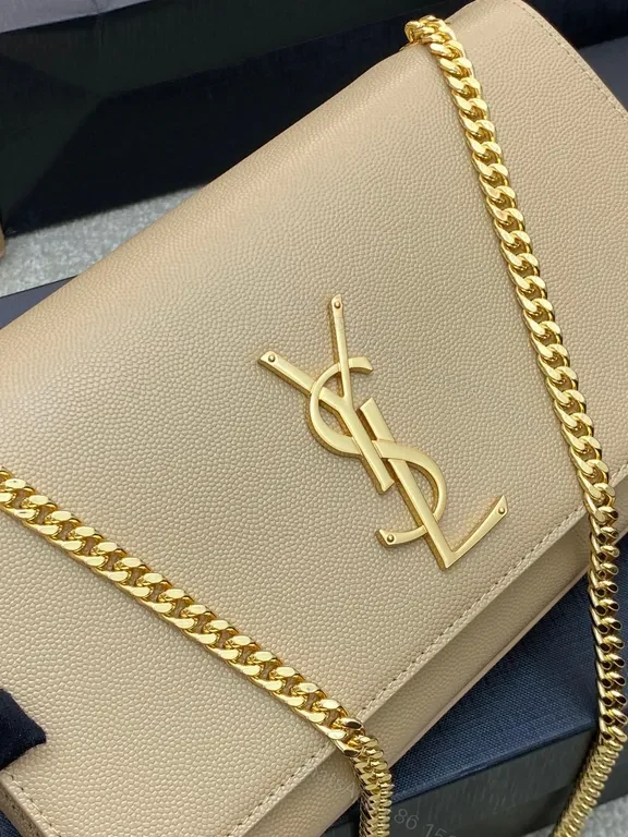 View 7 of Quietly Iconic Beige Calfskin Wallet-on-Chain by Saint Laurent