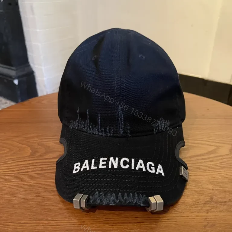 View 9 of Two-Tone Denim-Style Cap with Balenciaga Logo