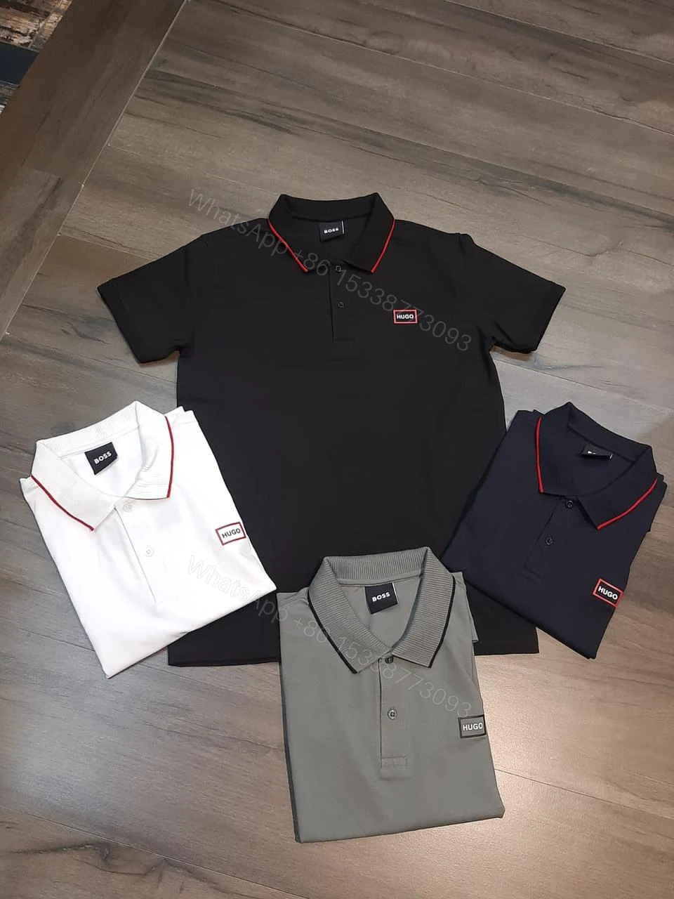 FIRST COPY Hugo Boss Exclusive Cotton Lycra Collar T-Shirt — view 1