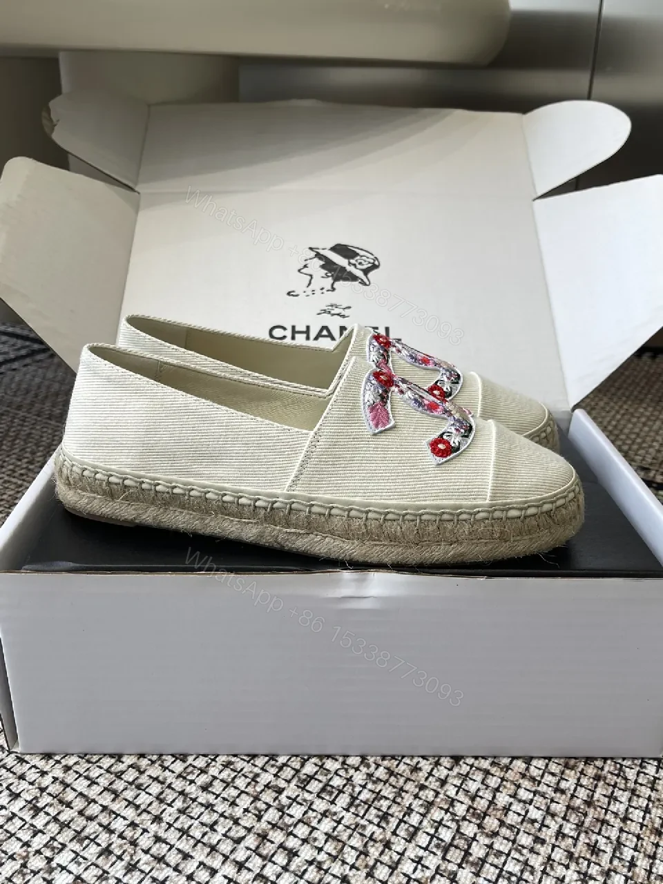 View 4 of Floral Embroidered Canvas Espadrille - Couture-Inspired Sneakers