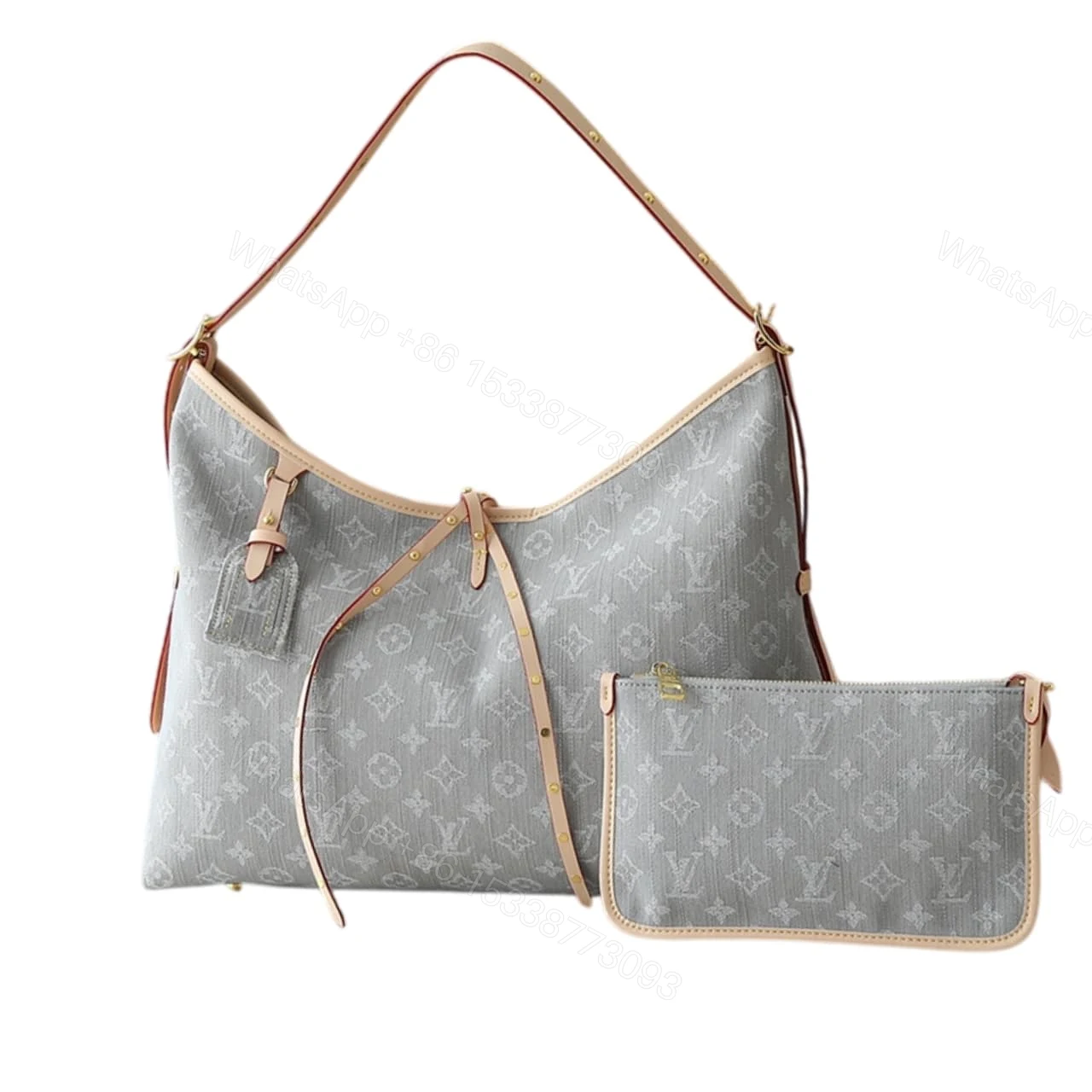 LOUIS VUITTON CARRYALL MM MONOGRAM DENIM WASHED GRAY 39CM M13289 — view 1