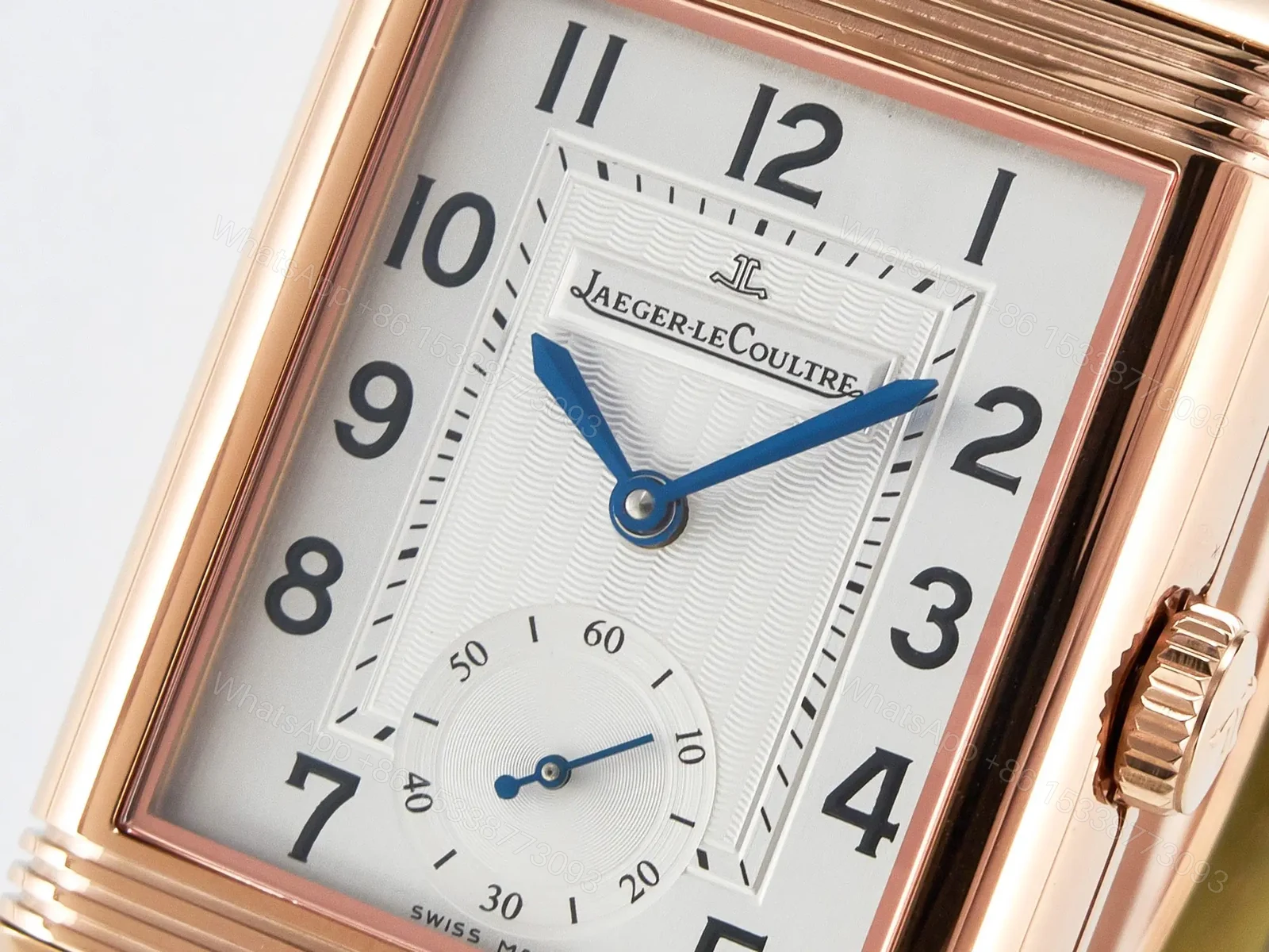 View 8 of Reverso Classic Duoface Small Seconds RG MGF Best Edition White Textured Dial on Black Leather Strap A854A