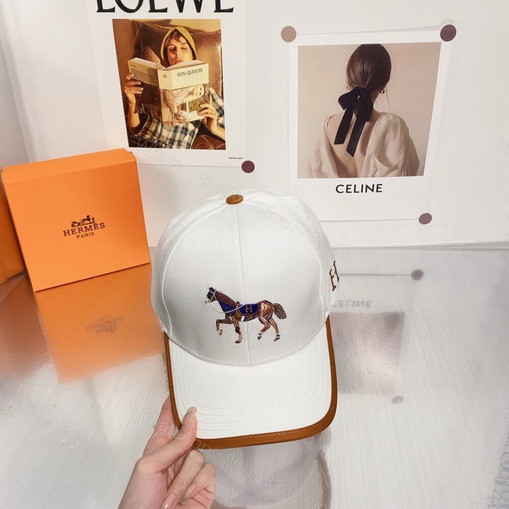 View 2 of Hermes Horse Cap White Hermes Cap