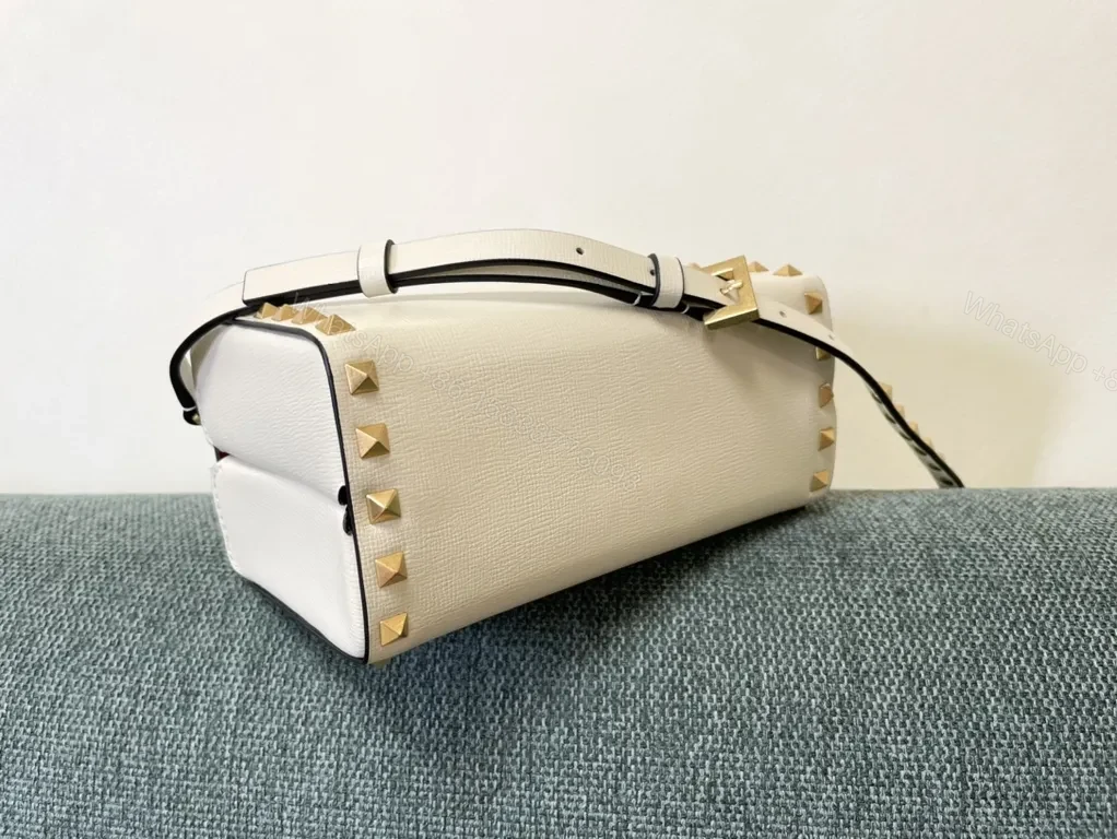 View 7 of Ivory Rockstud Box Bag: Valentino Garavani Mini Crossbody