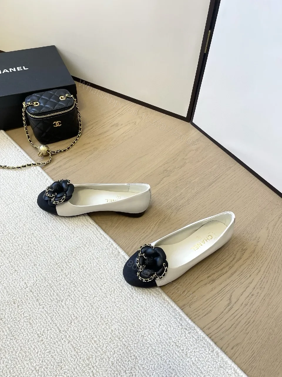 View 4 of Two-Tone Pointed-Toe Pumps with Chain Embellishment