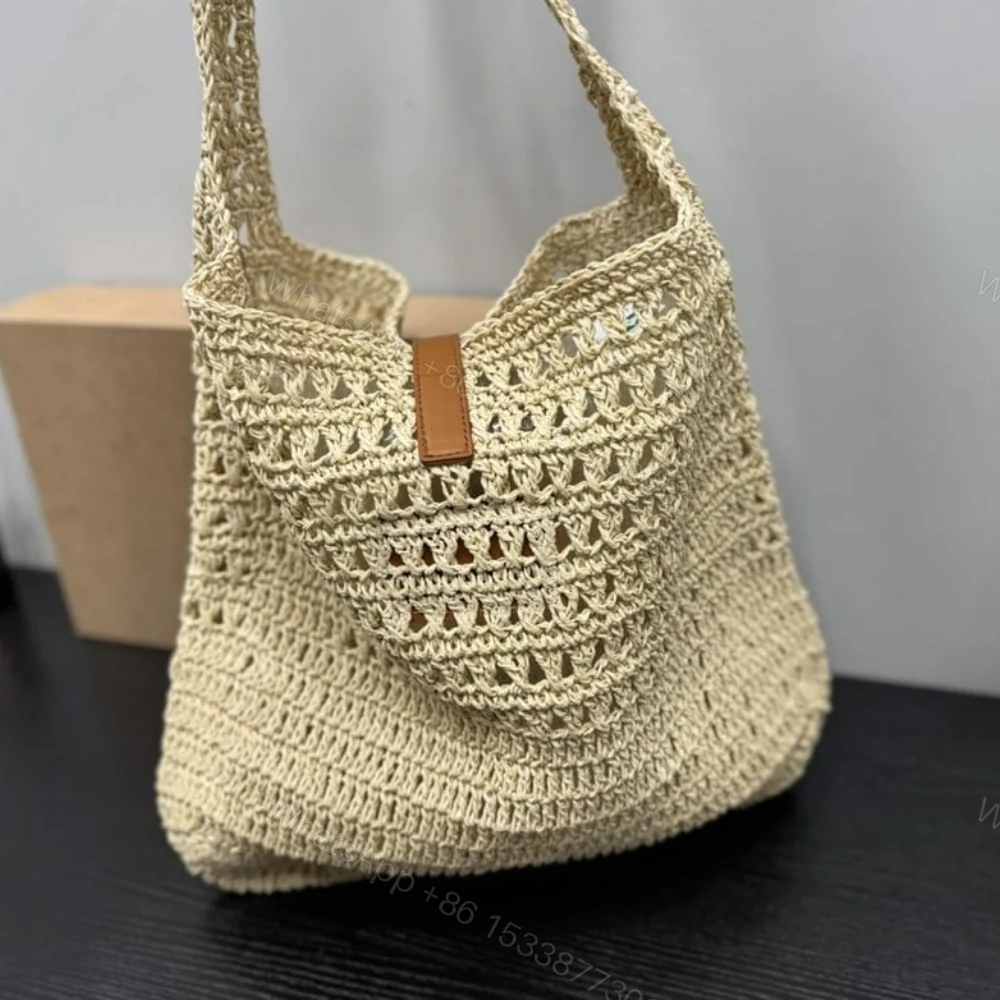 View 6 of Saint Laurent Le 5 À 7 In Raffia Crochet Beige 32Cm 690941GAAAR2080