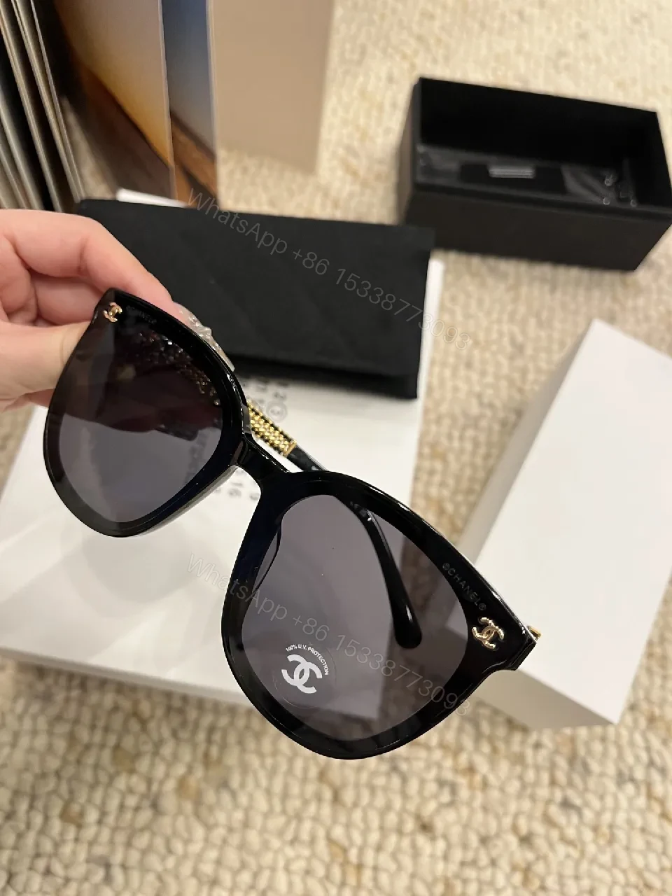 View 8 of Cat Eye Sunglasses - Acetate/Metal, Bold Luxe, Signature Detailing, Sunglasses