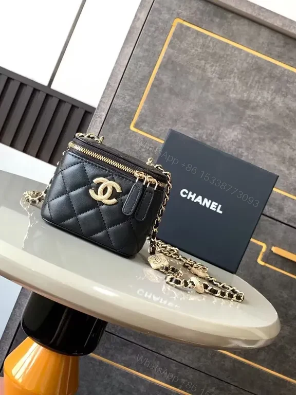 Chanel-Inspired Quilted Mini Bag in Black Lambskin Luxe — view 1
