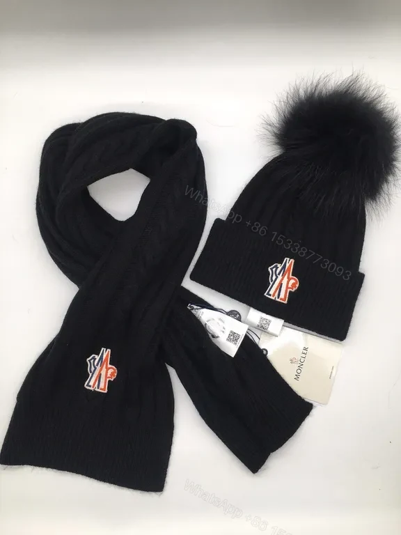 View 6 of Urban Gray Moncler Knit Scarf & Beanie Setâ€”All-Season Luxury