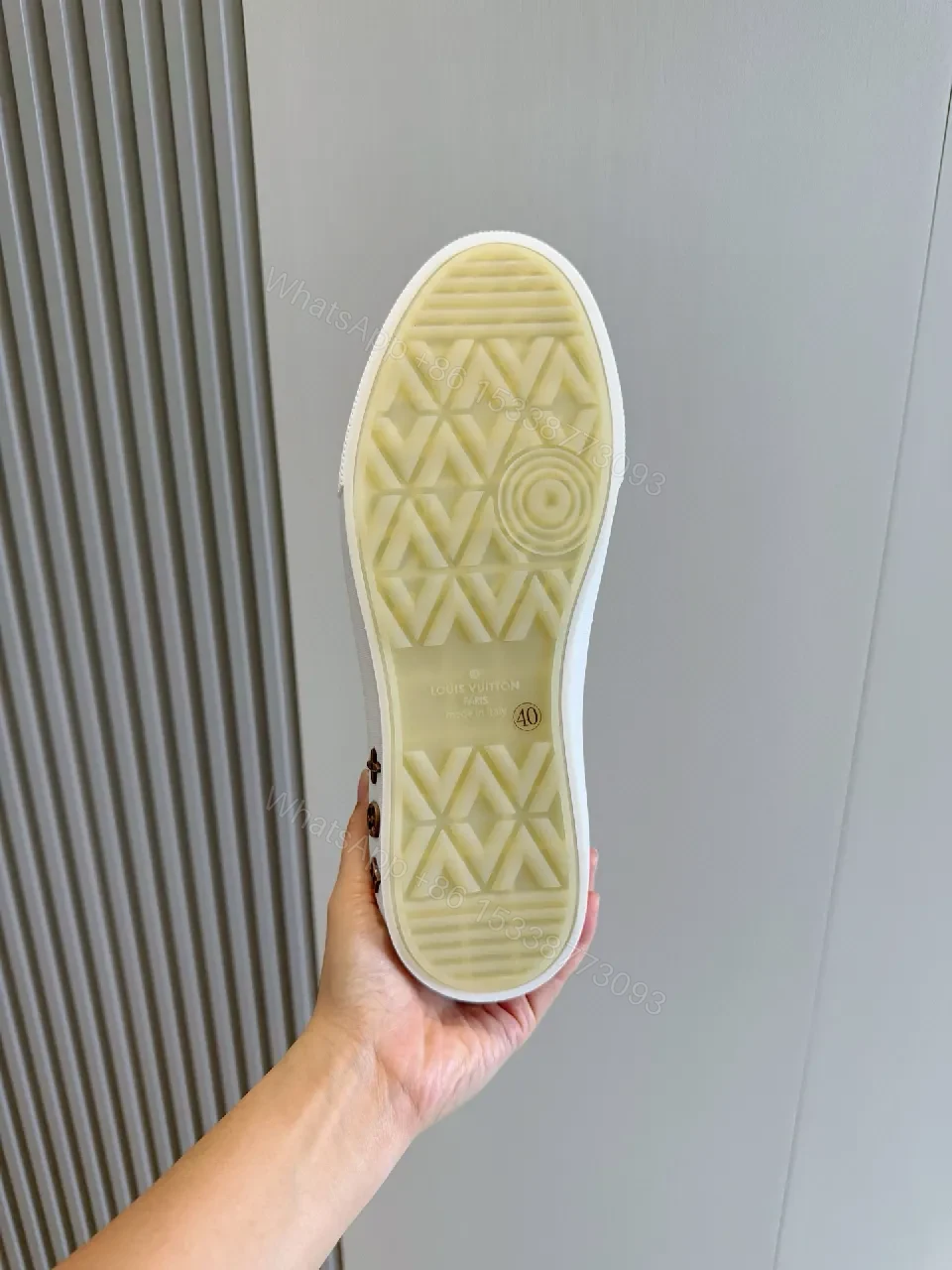 View 3 of Monochrome Checkerboard Sneakers with Signature LV Touch
