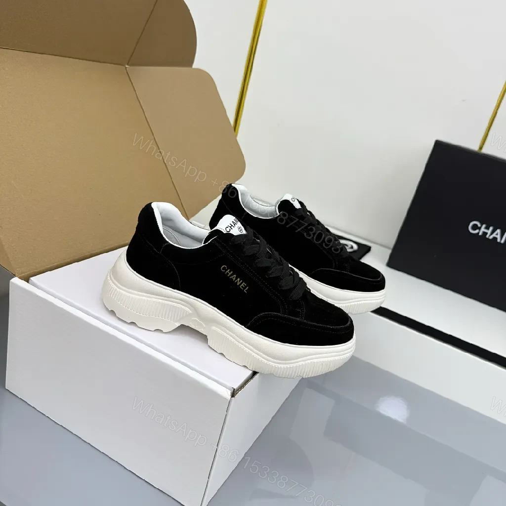 View 2 of Black Suede-White Chunky-Soled Sneaker: Modern Luxury Comfort