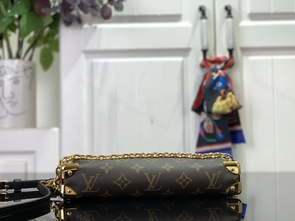 View 6 of Brown Monogram Luxe Purse: Gold Chain, LV Clasp, Shoulder/Crossbody