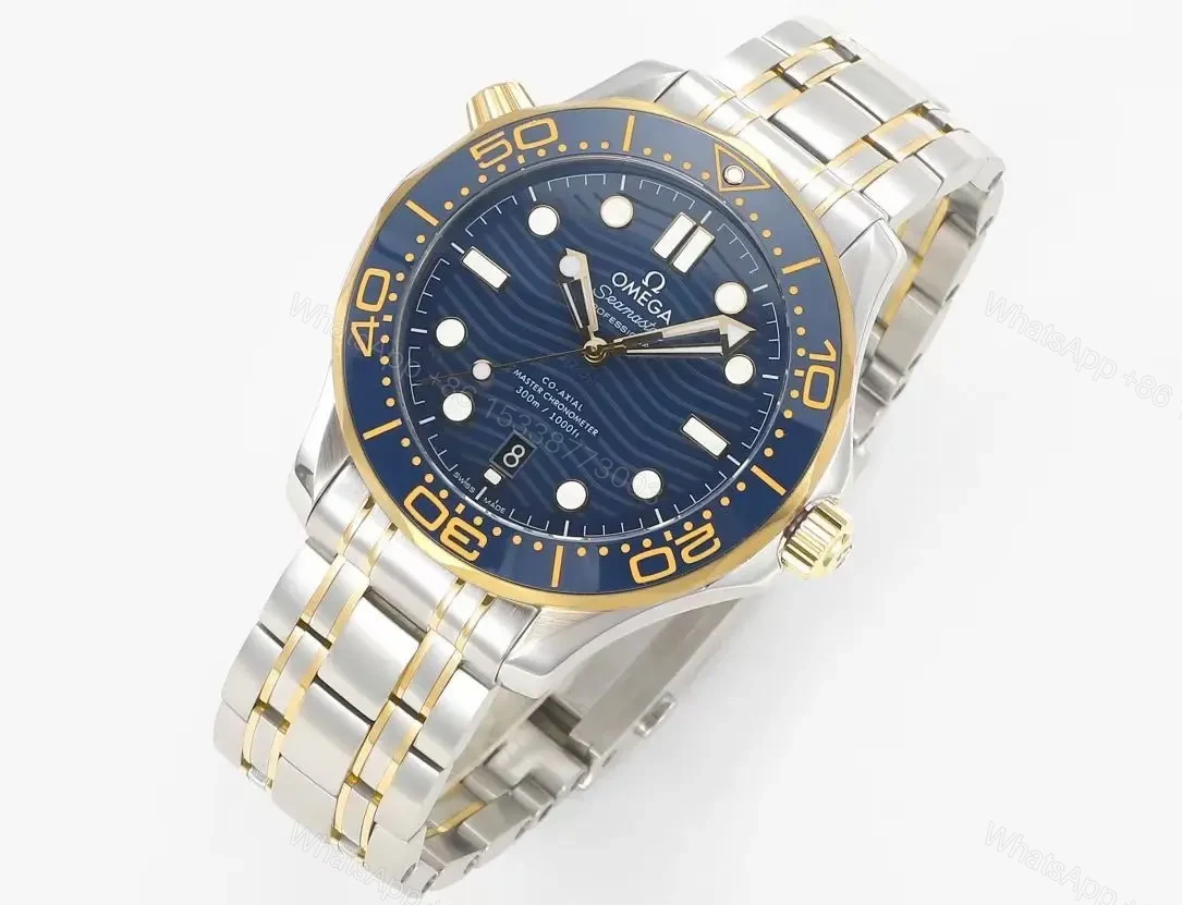View 2 of Omega Seamaster Planet Ocean 600m Co-Axial Master Chronometer 42mm Blue Dial Stainless Steel and Yellow Gold Watch