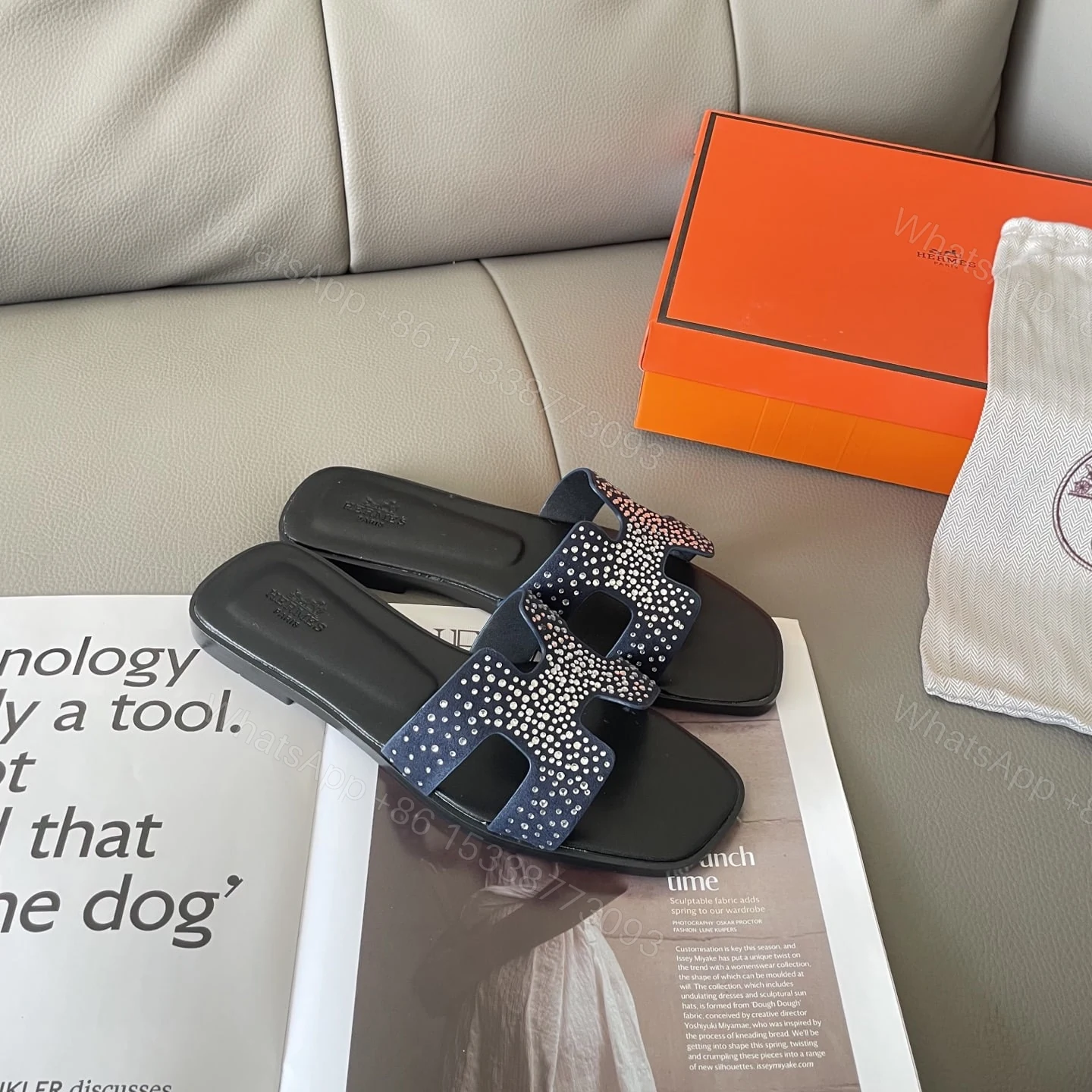 View 3 of HERMES ORAN SANDAL CRYSTLE BLUE