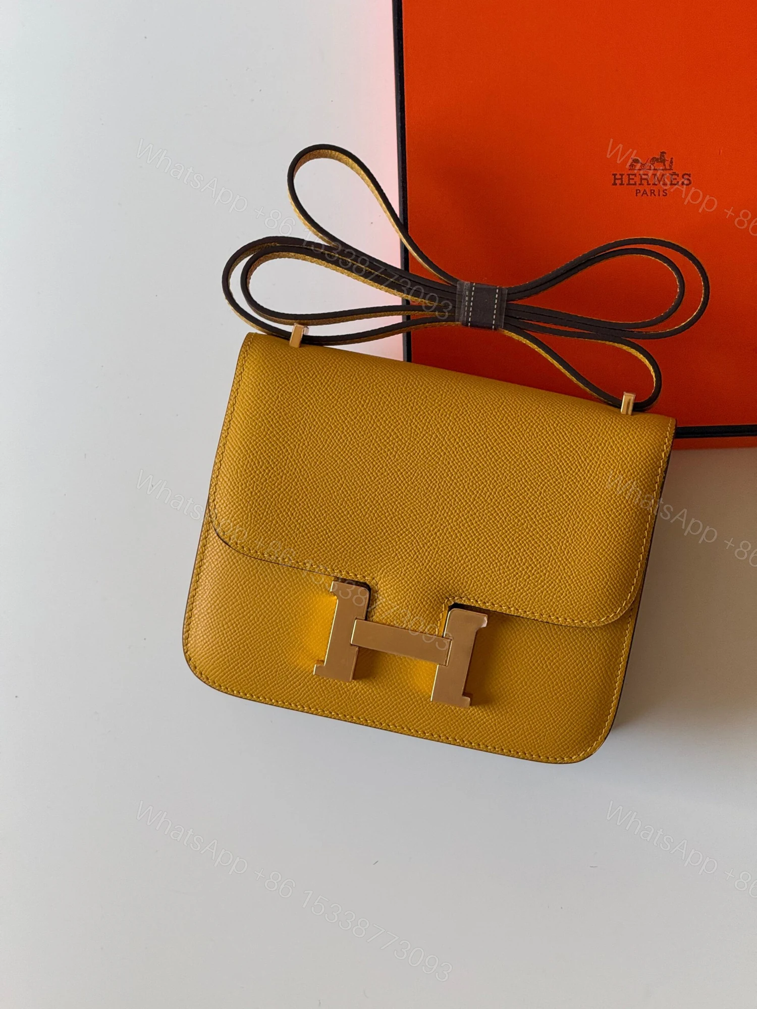 Hermès Constance 18 bag in Jaune Ambre Yellow Epsom leather — view 1