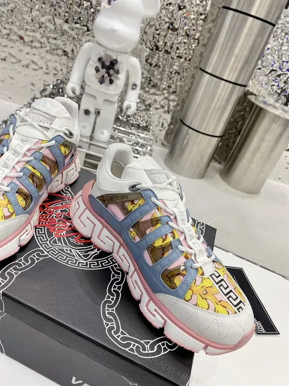 View 9 of Bold Color-Block Versace Sneakers: Couture Craftmanship