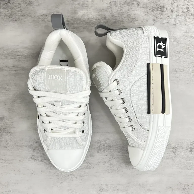 View 5 of White Dior-Influenced Luxury Sneaker: Subtle Monogram, All-Day Comfort