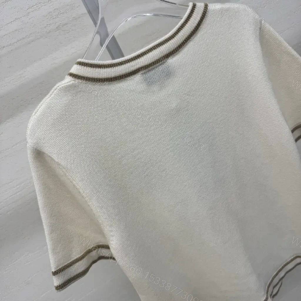 View 10 of Ivory Knit Cardigan: Structured, Luxe Detailing, Short-Sleeve