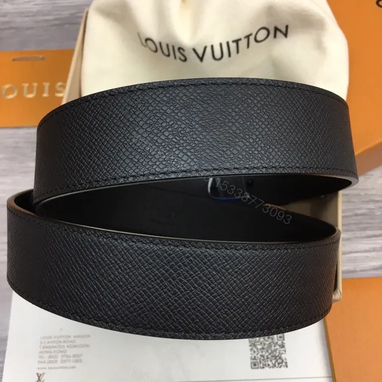 View 7 of Bold Leather LV Belt: Textured Luxury, Subtle Logo, All-Day Comfort