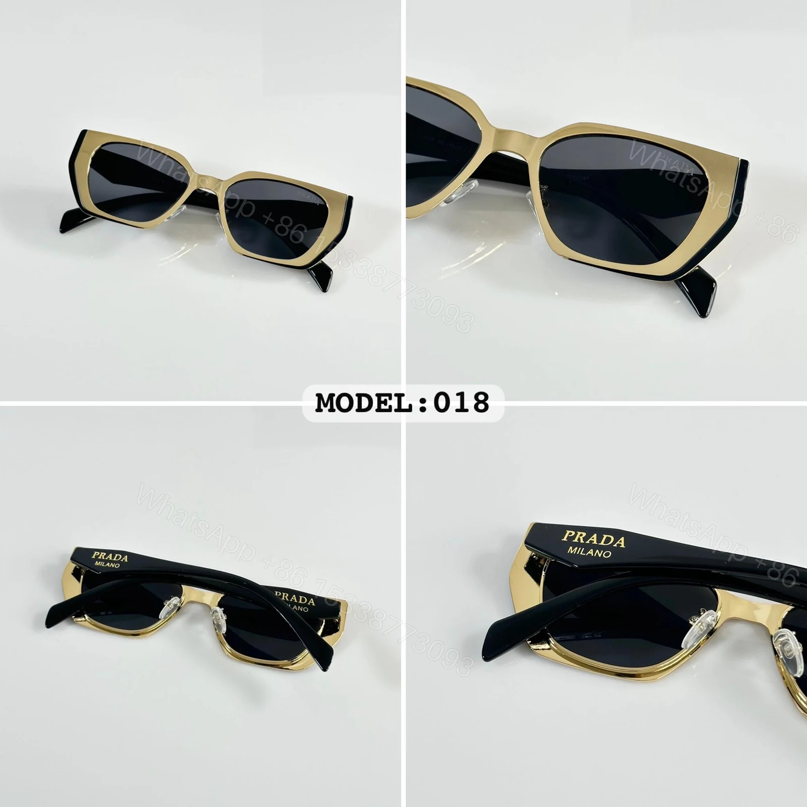 View 4 of Prada Square Black-Gold Sunglasses
