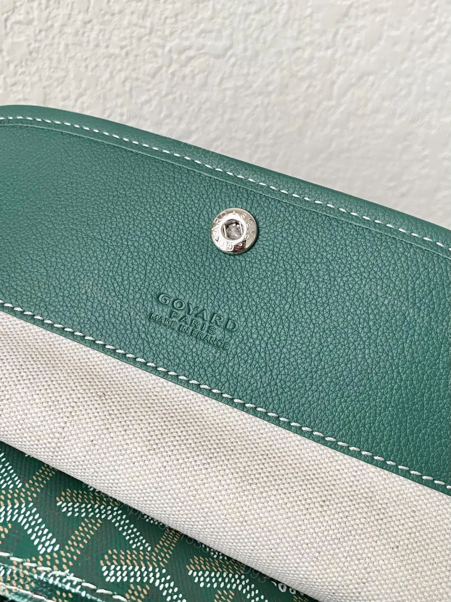 View 4 of Goyard Green Goyardine Canvas & Chevroches Calfskin Saint Louis PM Tote