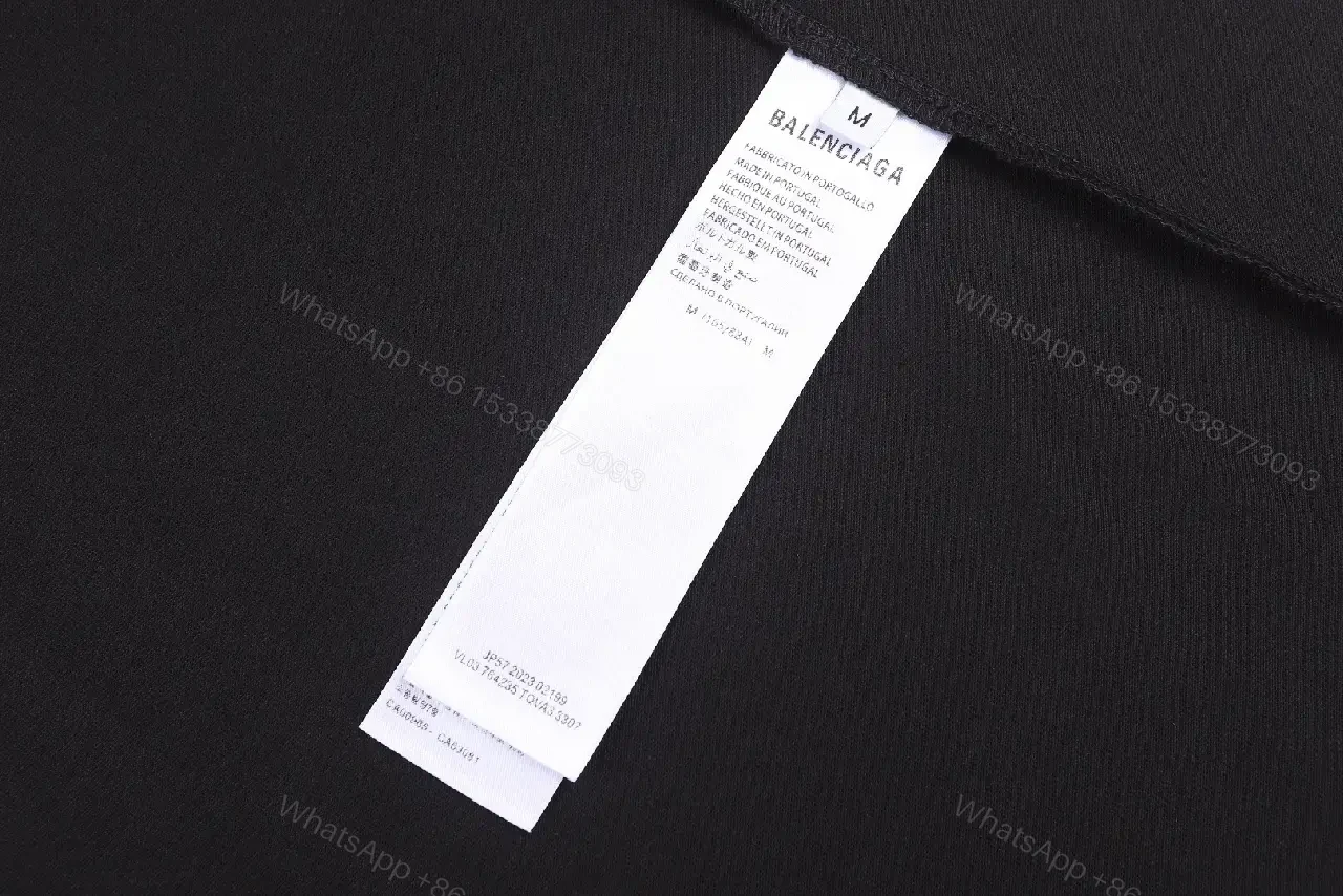 View 9 of Black Cotton Oversized Tee Faded BALENCIAGA Chest Logo T-Shirt