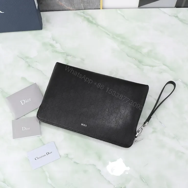 View 8 of Black Dior Monogram Zip Clutch: Sleek, Secure, Multifunctional Carry