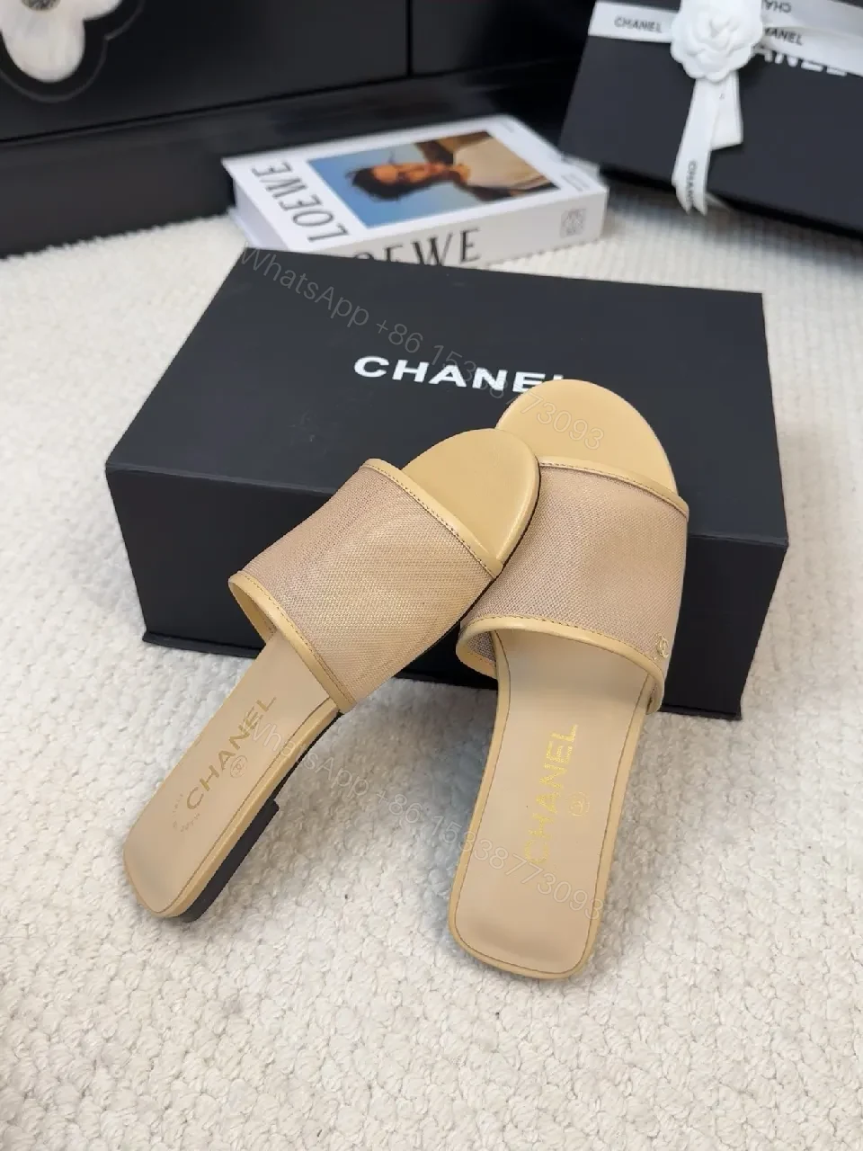 Beige Textured Slip-Ons with Soft Elastic Band Sandals — view 1