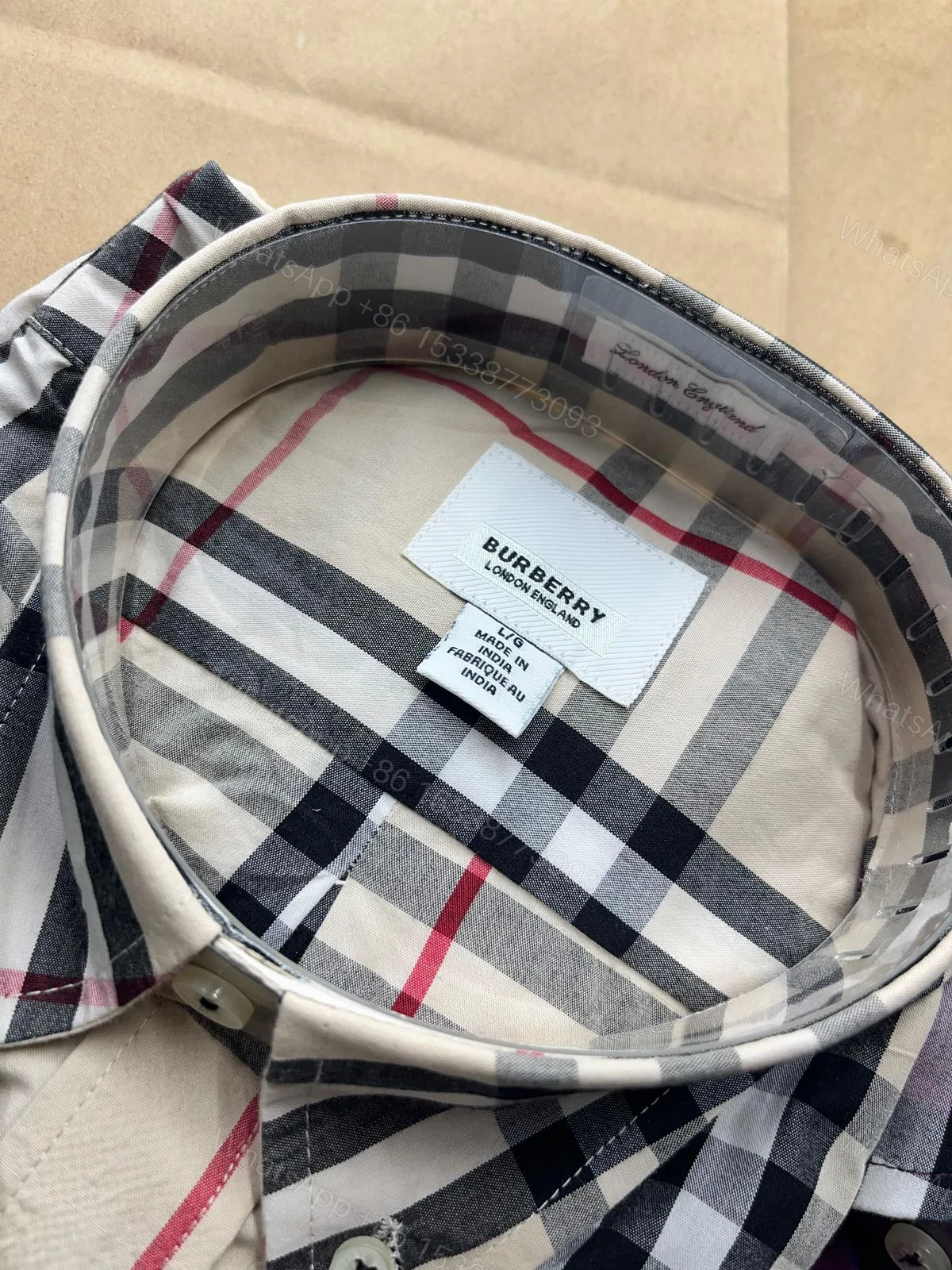 View 4 of FIRST COPY BURBERRY PAPER COTTON CHECK SHIRT