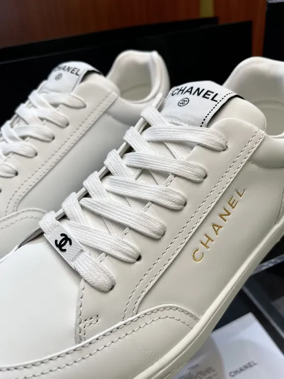 View 7 of White Leather Sneaker with Gold Detailing â€” Modern Luxury Casual Sneaker