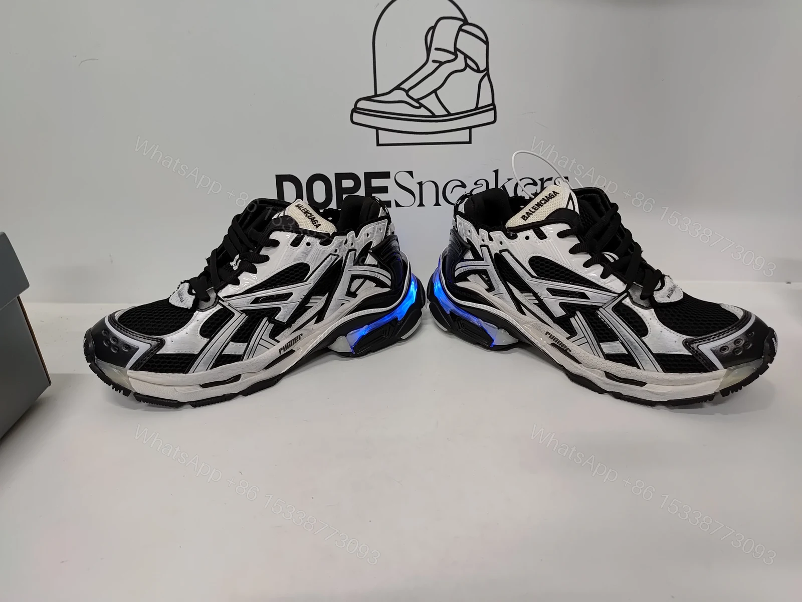 Balenciaga RUNNER LED SNEAKER IN BLACK AND WHITE — view 2