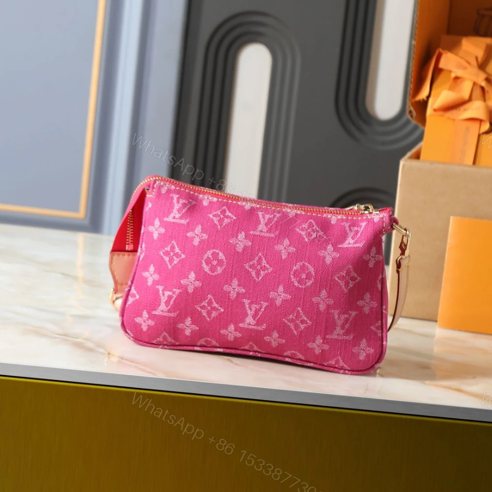 View 4 of Louis Vuitton Pochette Accessoire Cargo Pink Denim 23cm