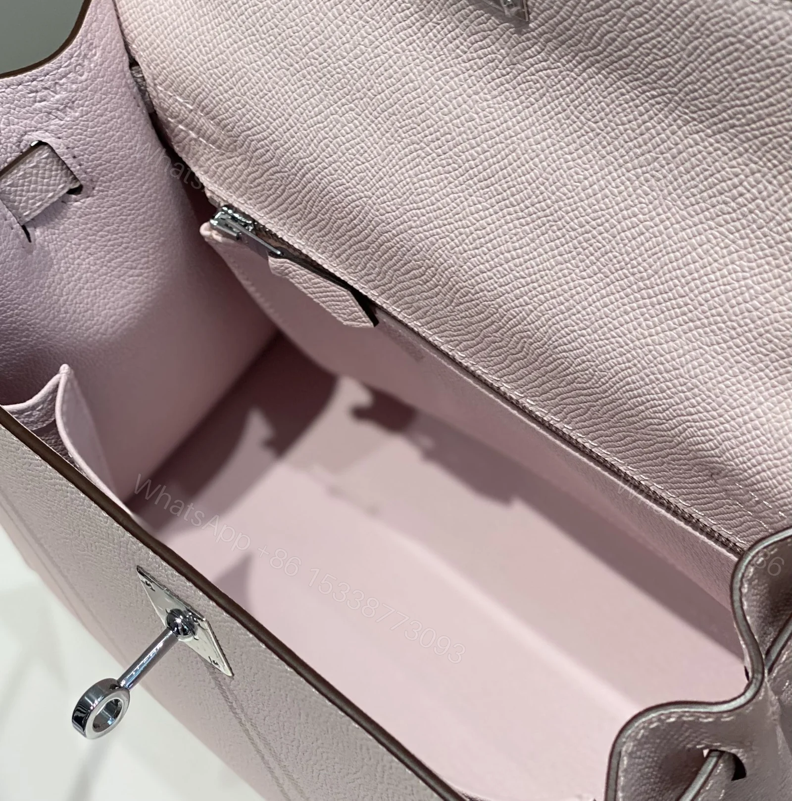 View 5 of KELLY 25CM IN EPSOM MAUVE EPSOM SILVER HARDWARE