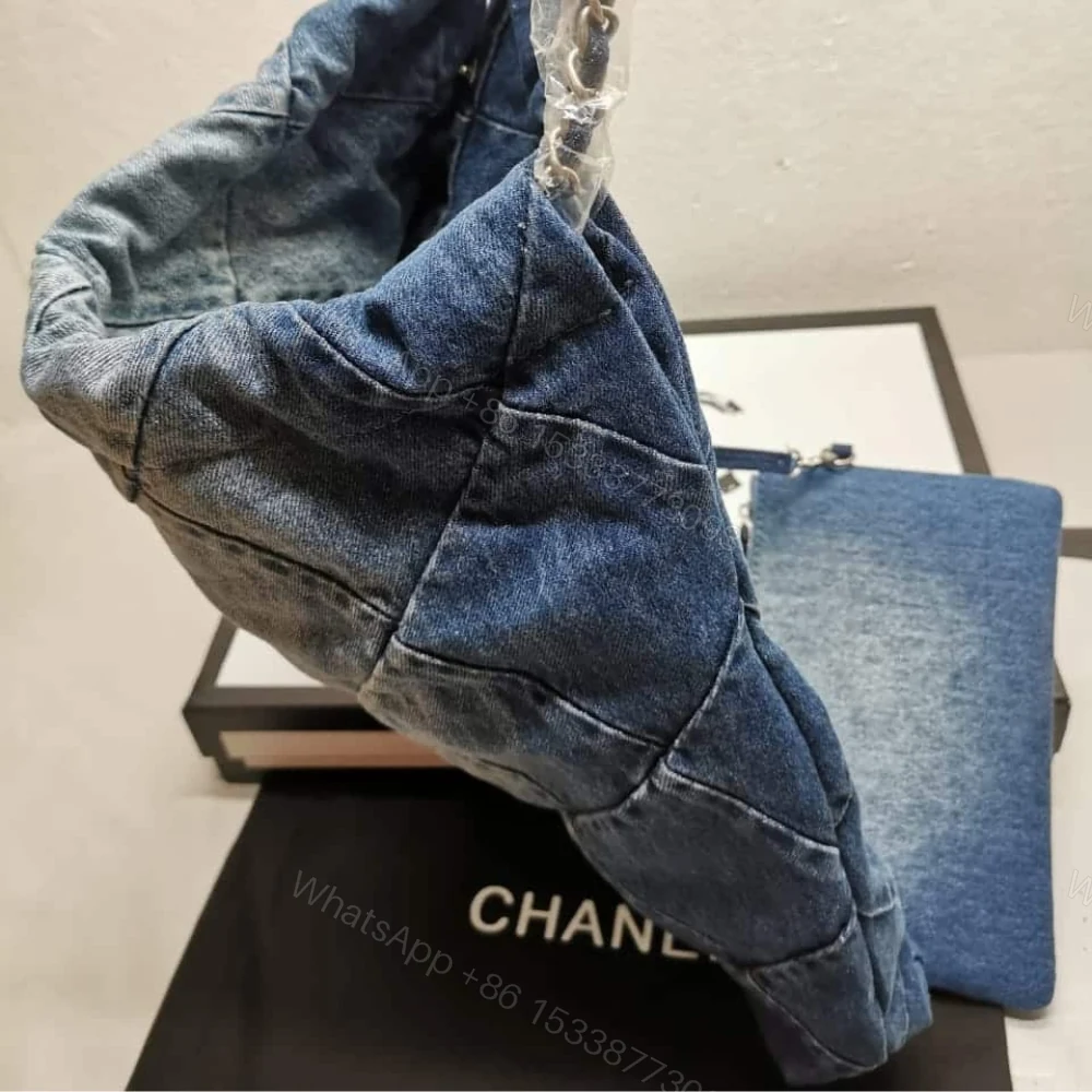 View 5 of Chanel 22 Handbag Washed Denim 41Cm AS3261 B10439 NM981