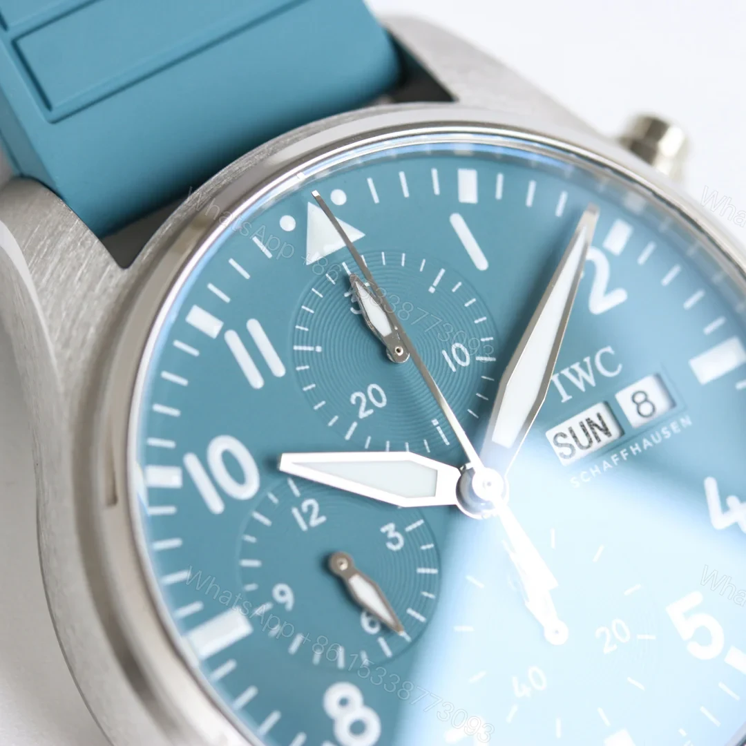 View 3 of IWC Pilot Chronograph Blue Replica 41MM Premium Blue Dial Rubber Strap Edition IW388117