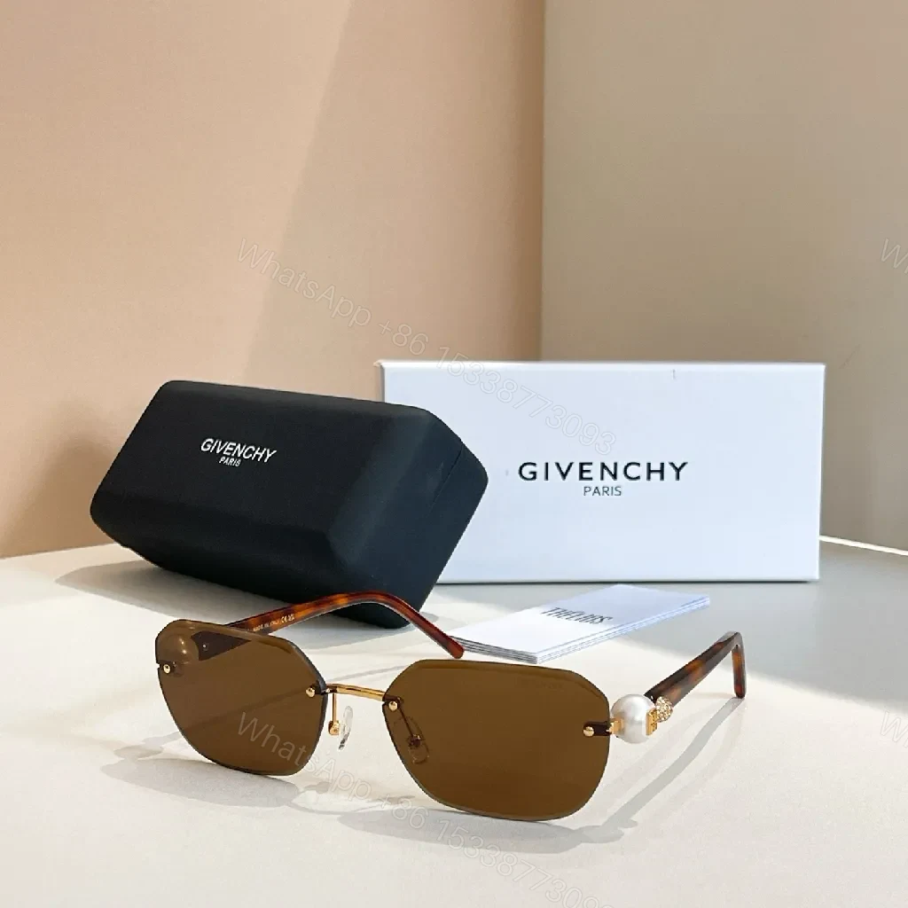 View 7 of Chic Gradient Rim Sunglasses with Pearl Detail - Gold