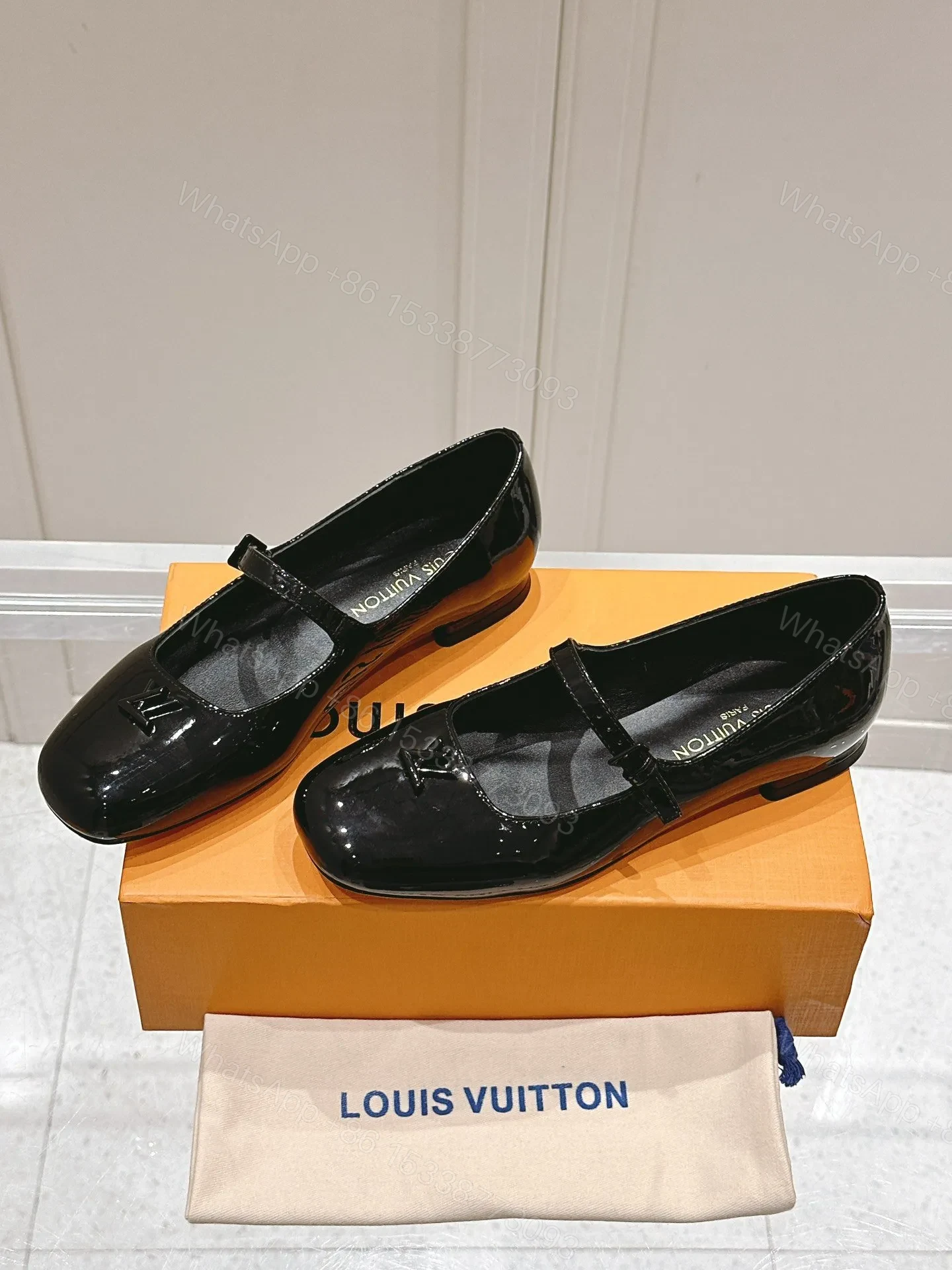 View 3 of LV Women Black Patent Leather Mary Jane Loafers