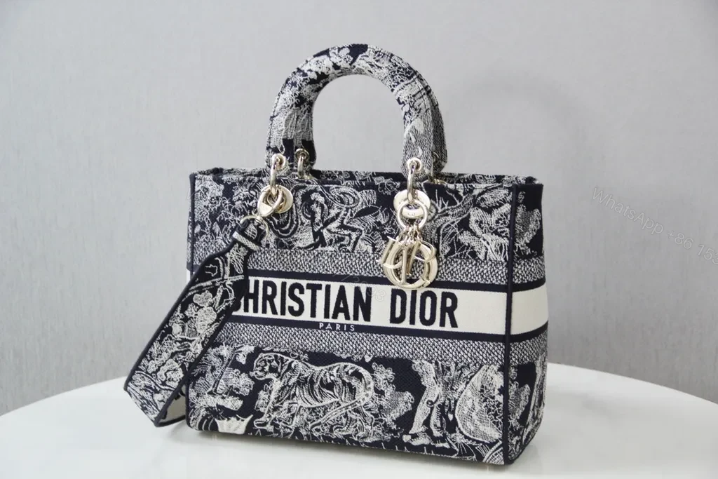 View 7 of Navy-Ivory Jacquard Tote: Luxe Everyday Carryall