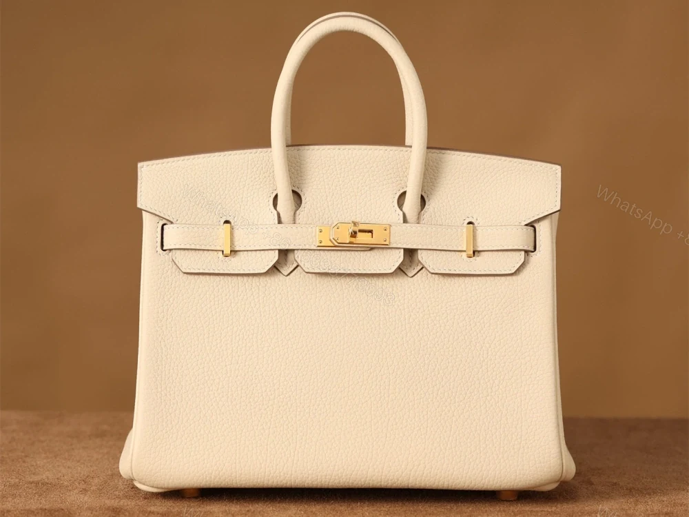 高仿真皮HermesBirkin25柏金包正品級別奶昔金扣 — view 1