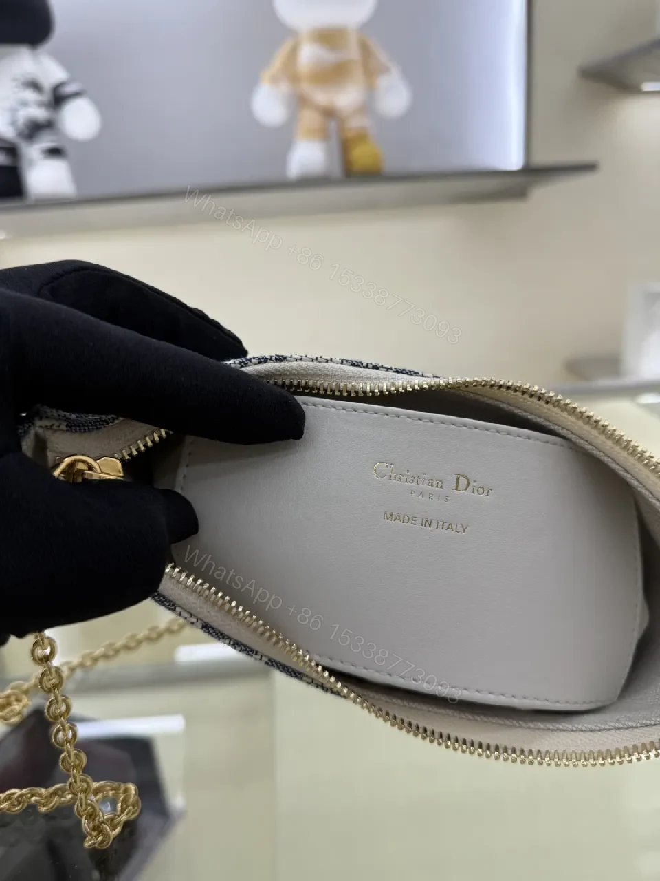 View 2 of Textured Print Shoulder Bag with Gold Hardware - Luxe Everyday Style