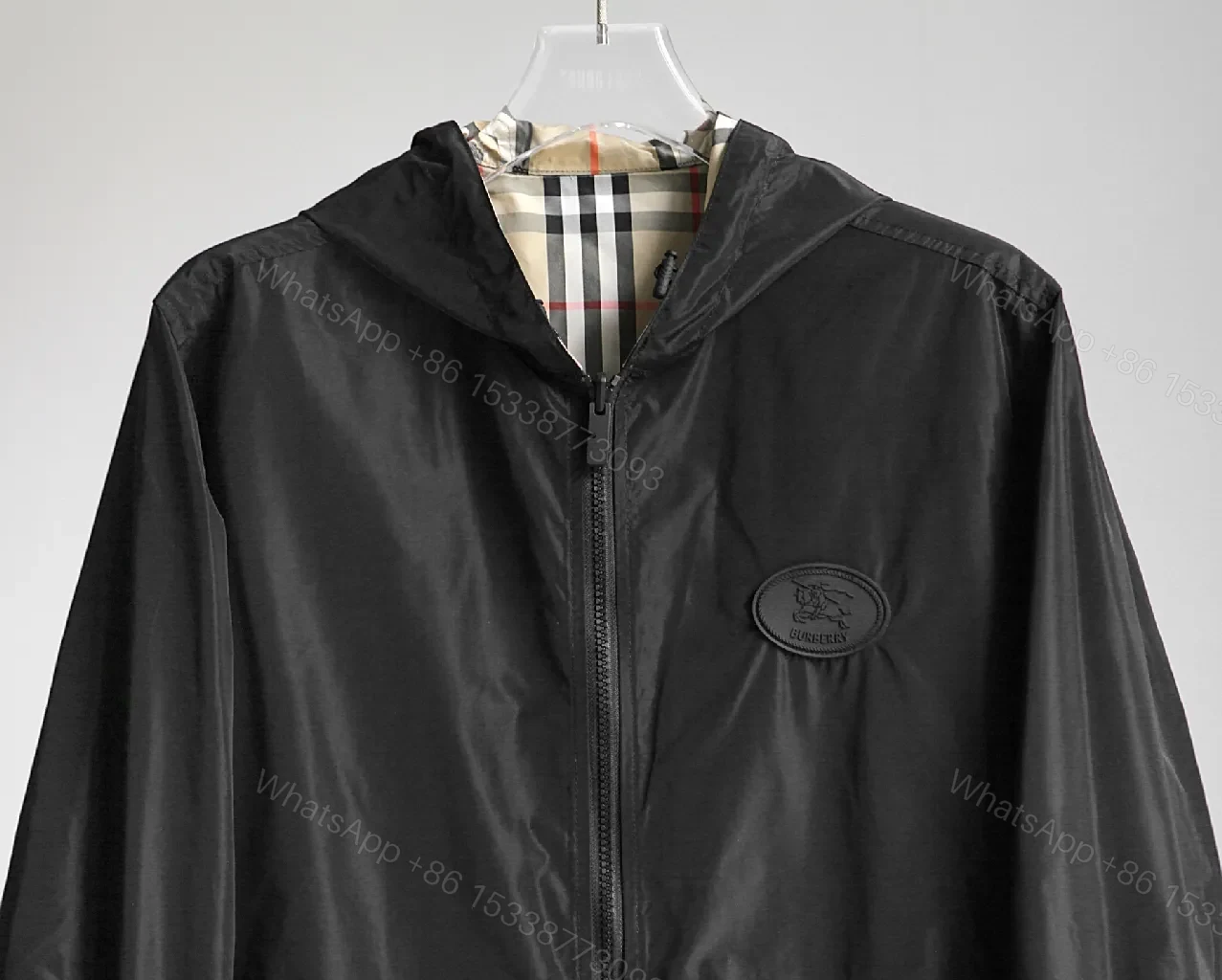 View 7 of Patterned Windbreaker Jacket with Hidden Zip Detail