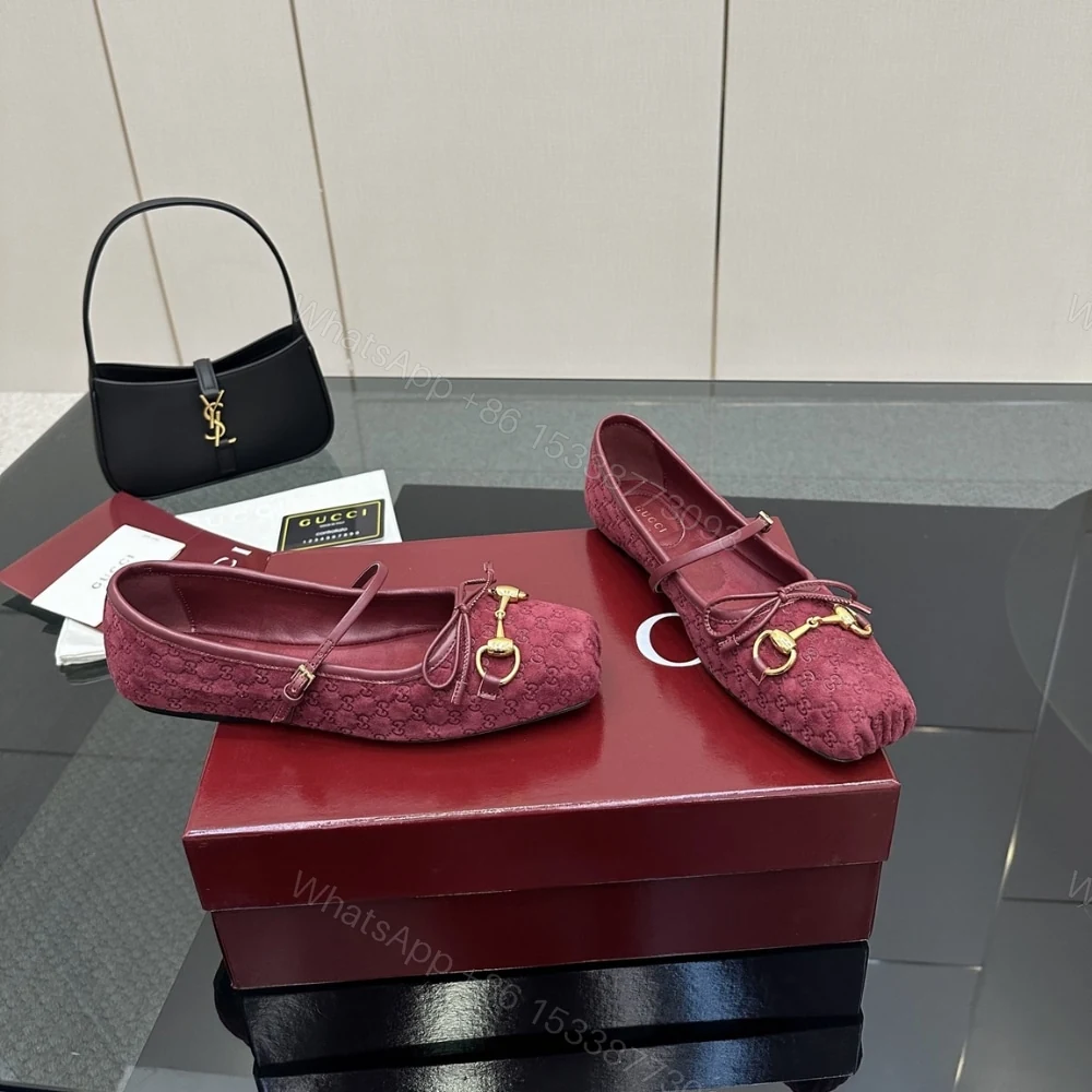 View 5 of GUCCI WOMEN’S HORSEBIT BALLET FLAT RED 821220 FAD8F 8546