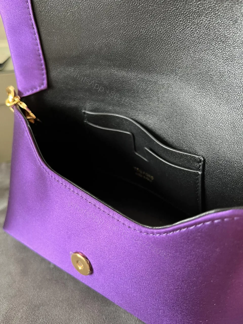 View 8 of Purple Velvet Clutch with Gold Chain – Luxe Evening Accessory