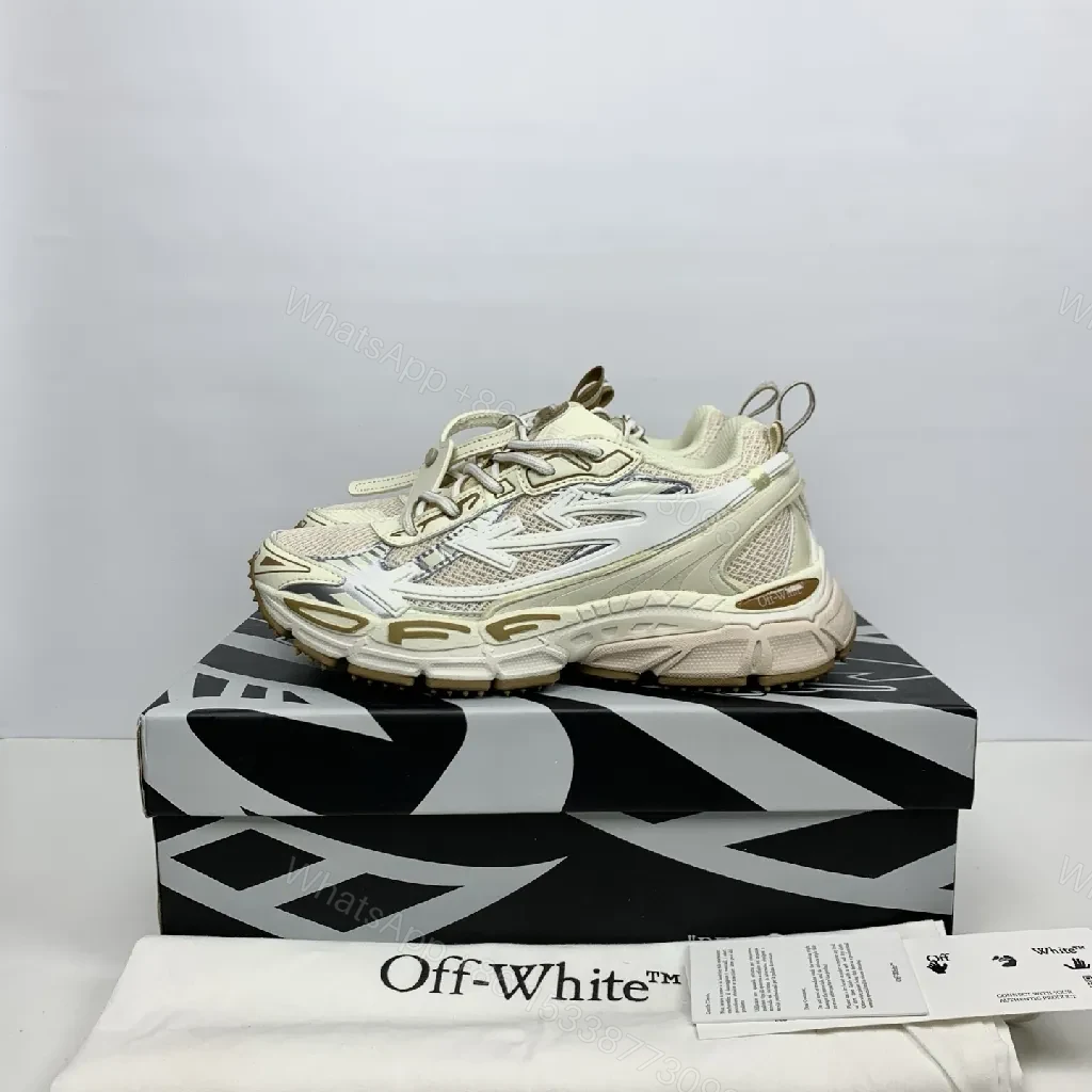 Chunky Off-White High-Top Sneaker: Weathered Luxury Comfort — view 1