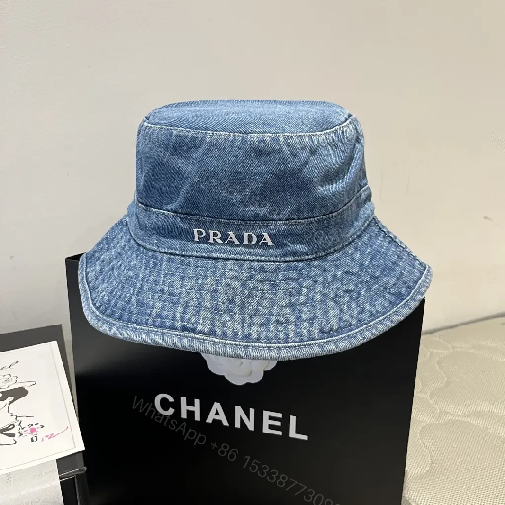 View 9 of Denim Bucket Hat with Lux Logo Detail - Essentials Style