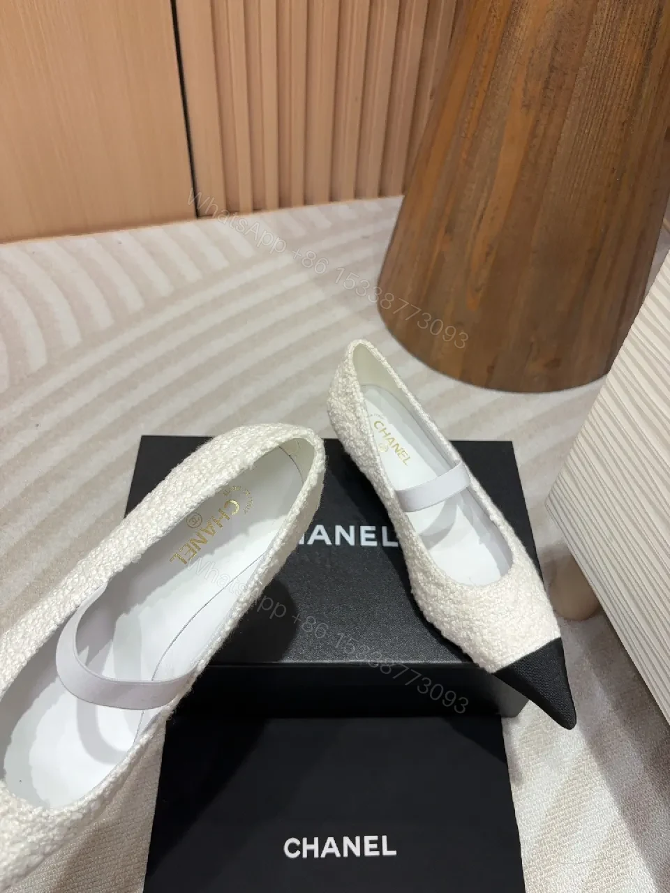 View 7 of Textured Black Cap-Toe Flats - Couture-Inspired Ballerinas