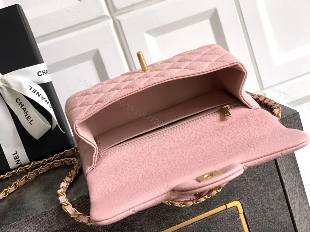 View 9 of Pink Quilted Flap Bag with Gold Chain - Chic Crossbody Luxury