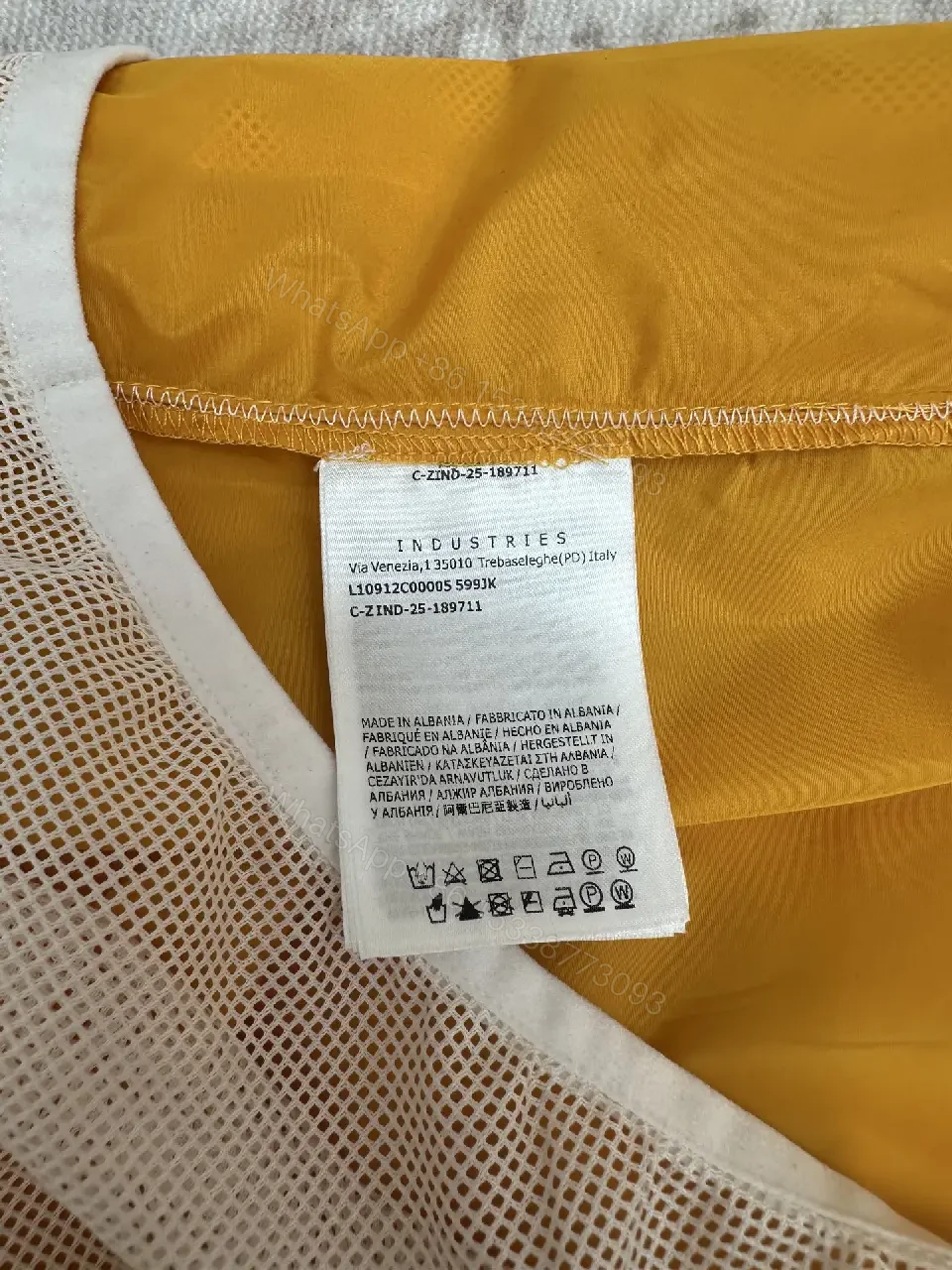 View 2 of Yellow nylon swim shorts with drawstring and logo patch for everyday luxury