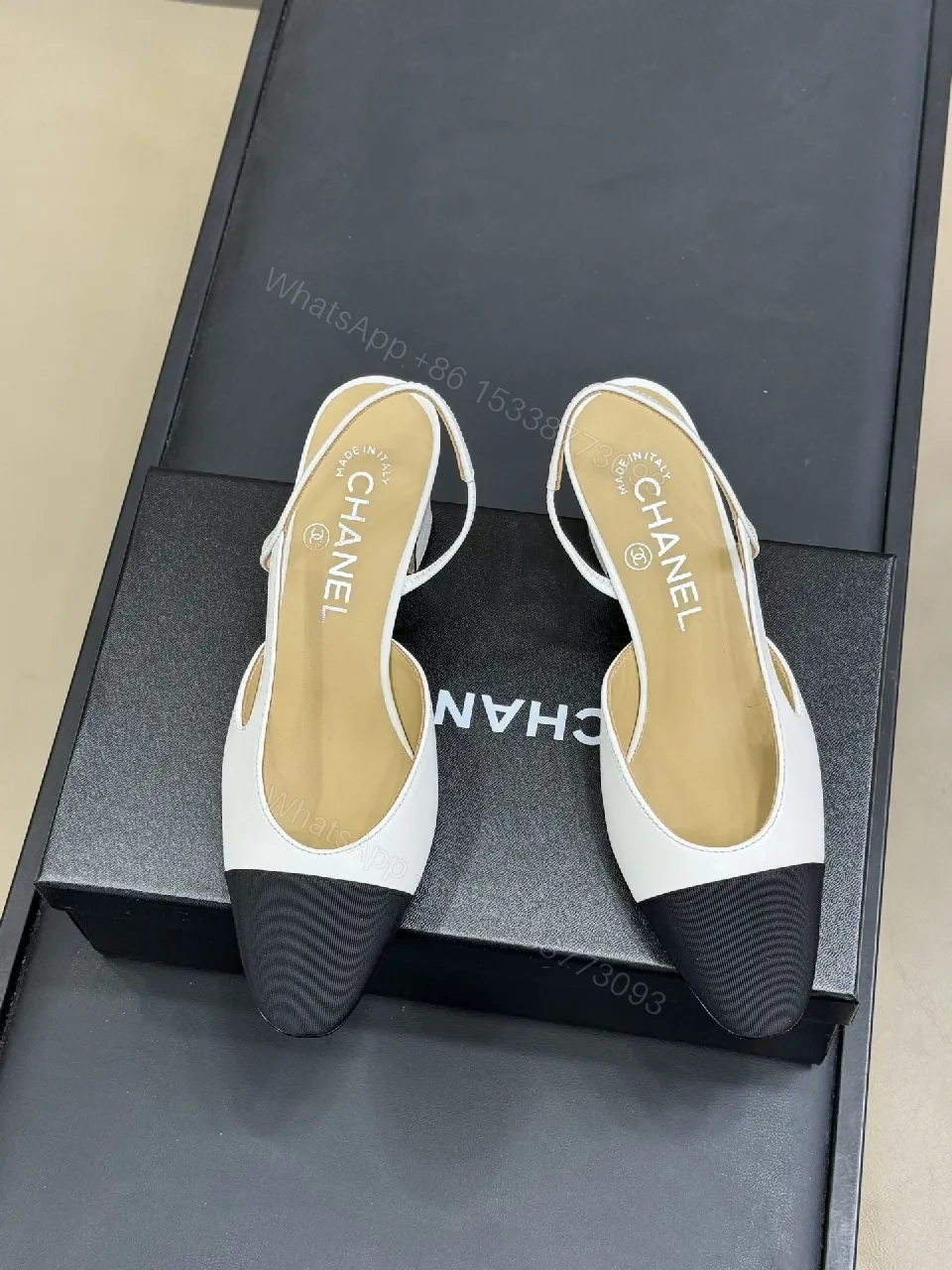 View 5 of Black & White Slingback Heels – Minimalist Style, All-Day Comfort
